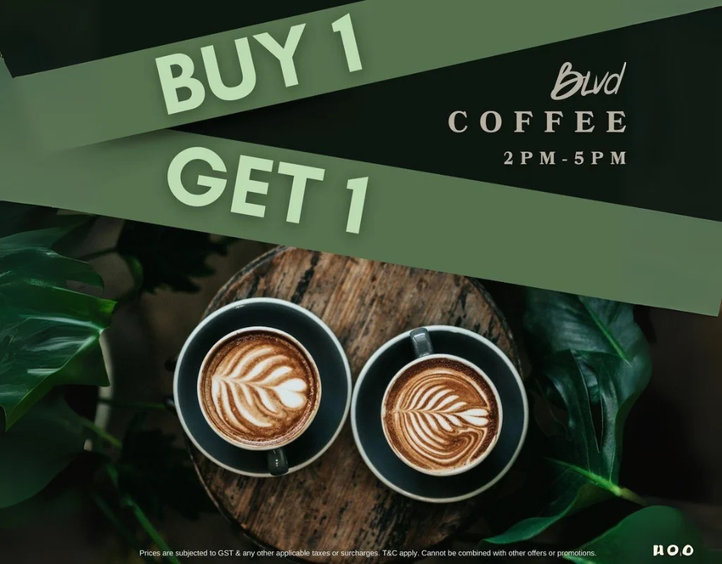 Buy 1 Get 1 Coffee Deal at BLVD Changi – Best Coffee in Changi City Point