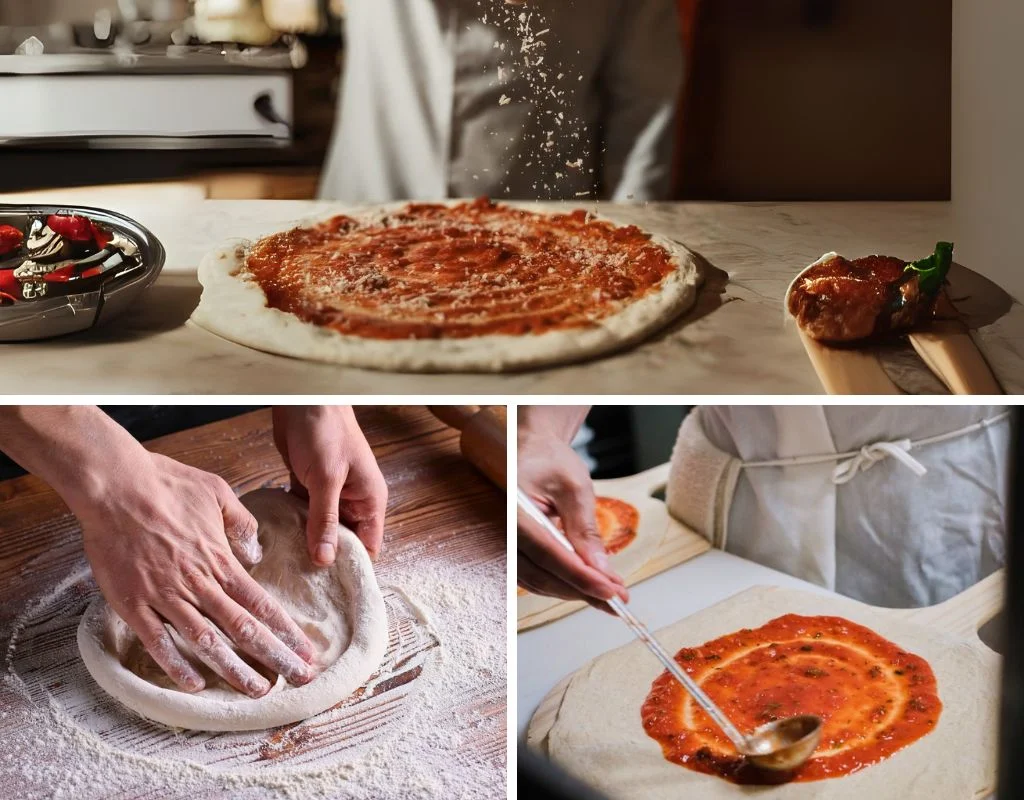 Preparation of fresh pizza at Blvd Changi City Point Singapore